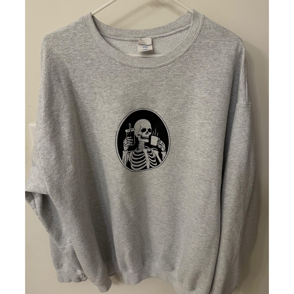 Skeleton coffee graphic sweatshirt